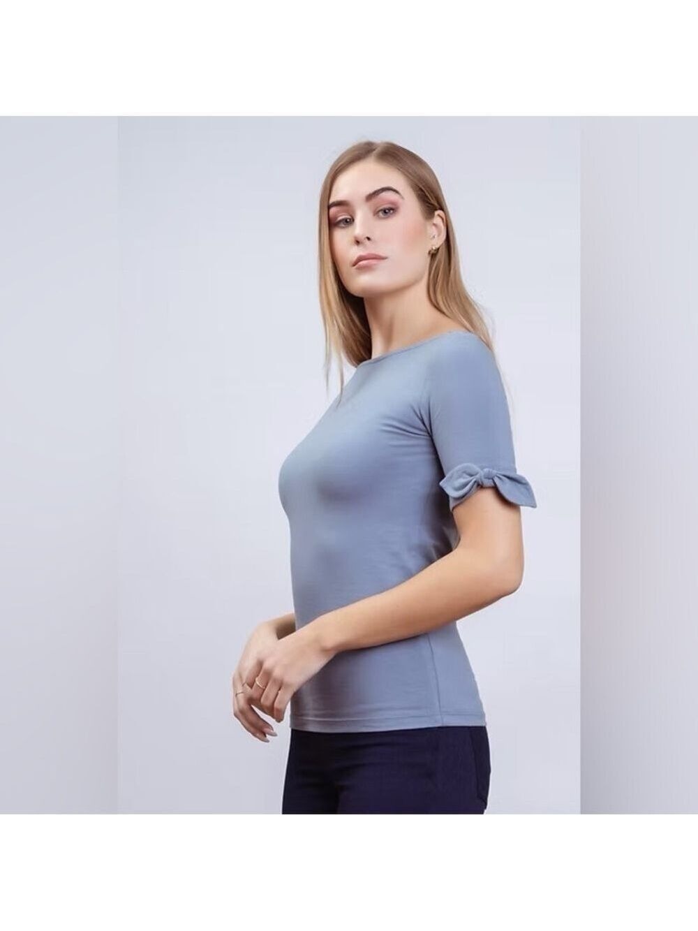 NWT Purest Form Dahlia Boat Neck Tee with Sleeve Ties M